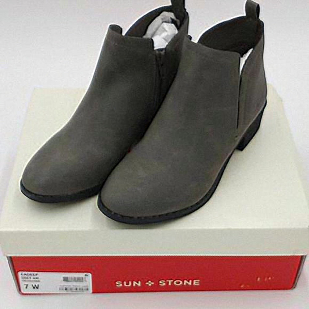 Sun + Stone Cadee Ankle Booties Gray 6.5